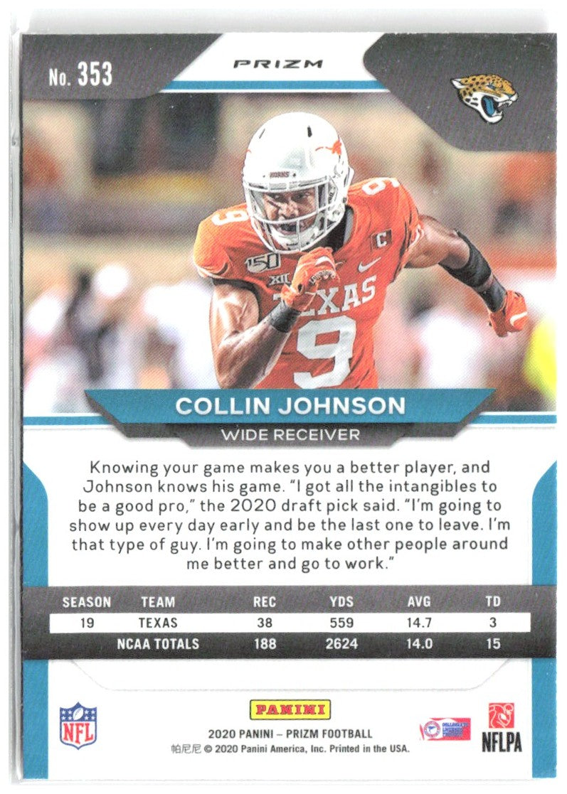 Collin Johnson Panini Prizm - Prizm Pink 353 2020 Jacksonville Jaguars