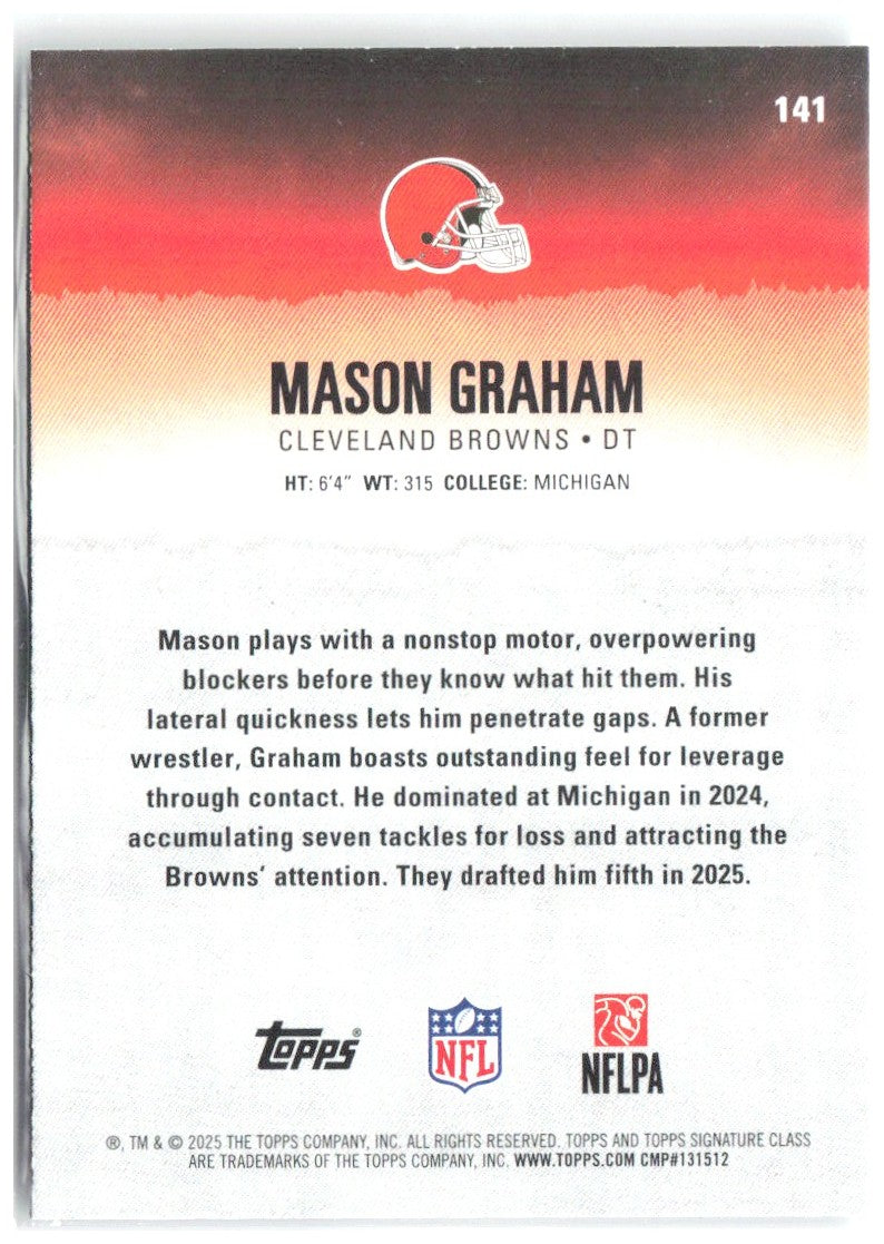 Mason Graham Topps Signature Class 141 2025 Cleveland Browns RC