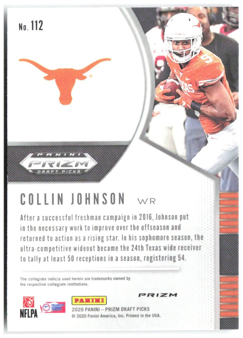Collin Johnson Panini Prizm Draft Picks - Prizms Silver 112 2020 Texas Longhorns