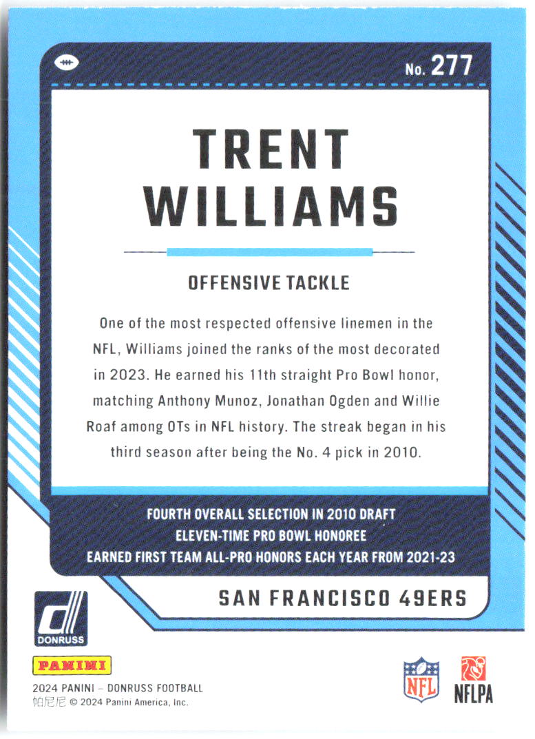 Trent Williams Donruss 277 2024 San Francisco 49ers