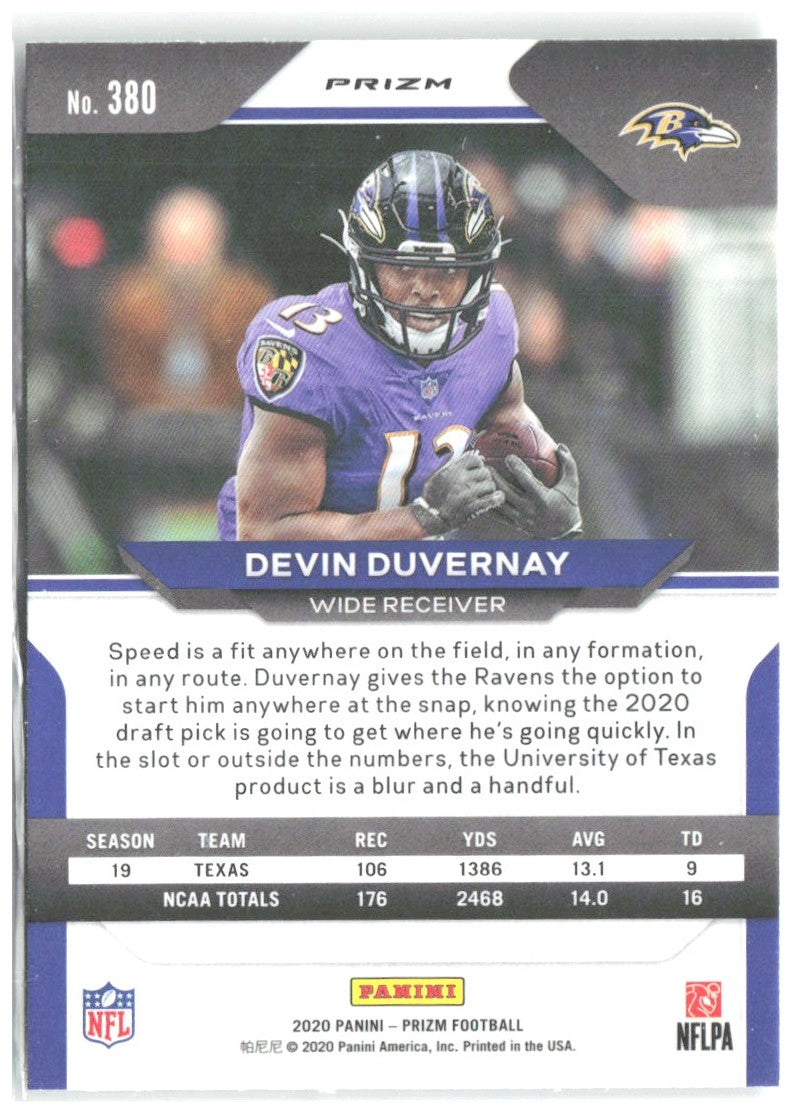 Devin Duvernay Panini Prizm - Prizm Green 380 2020 Baltimore Ravens