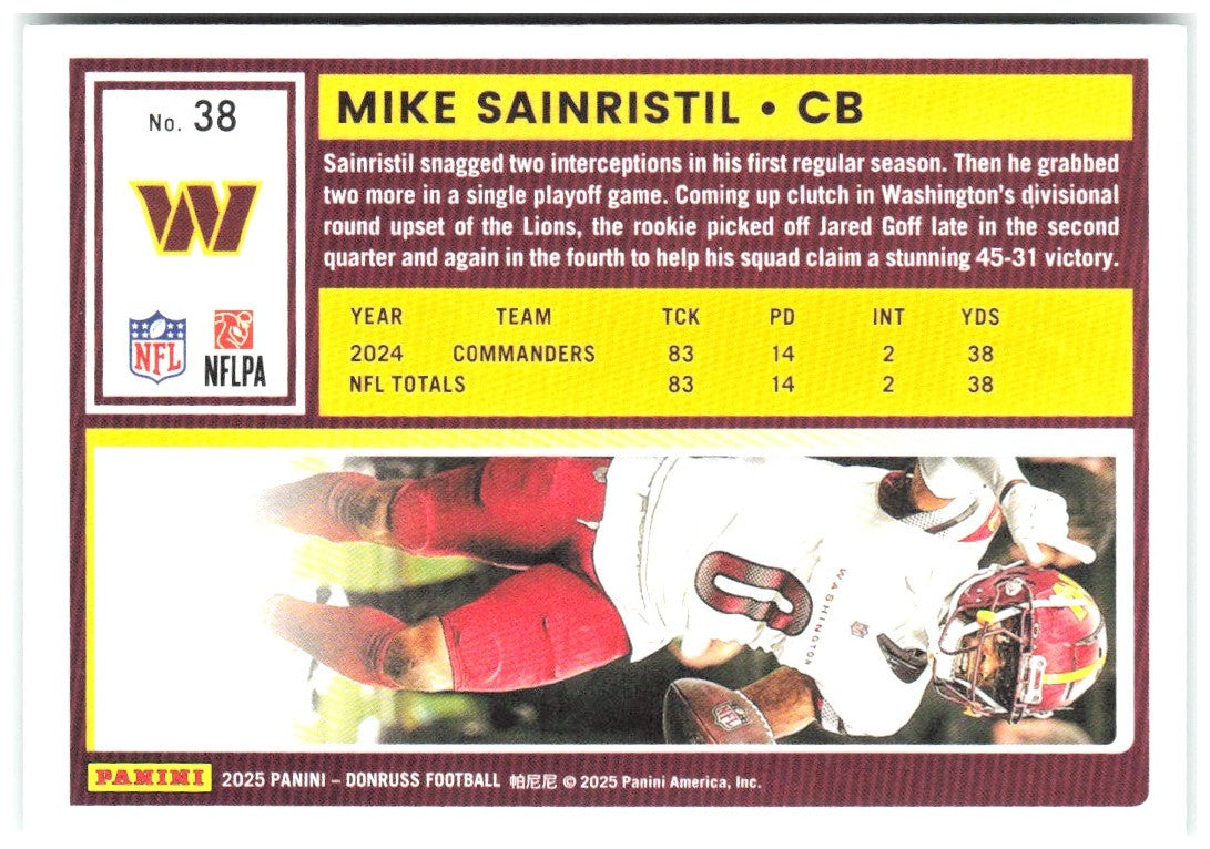 Mike Sainristil Donruss - Press Proofs Green 38 2025 Washington Commanders