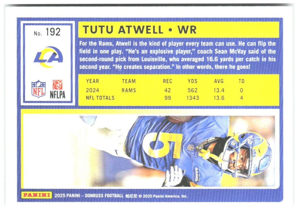 Tutu Atwell Donruss - Press Proofs Green 192 2025 Los Angeles Rams
