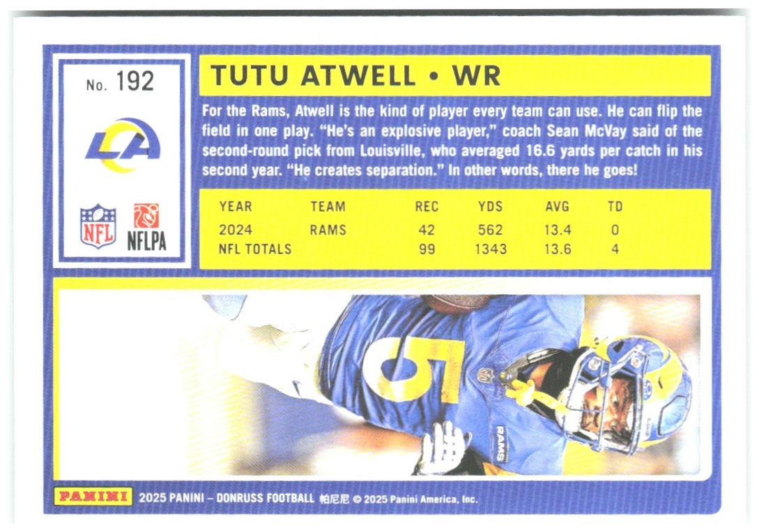 Tutu Atwell Donruss - Press Proofs Green 192 2025 Los Angeles Rams