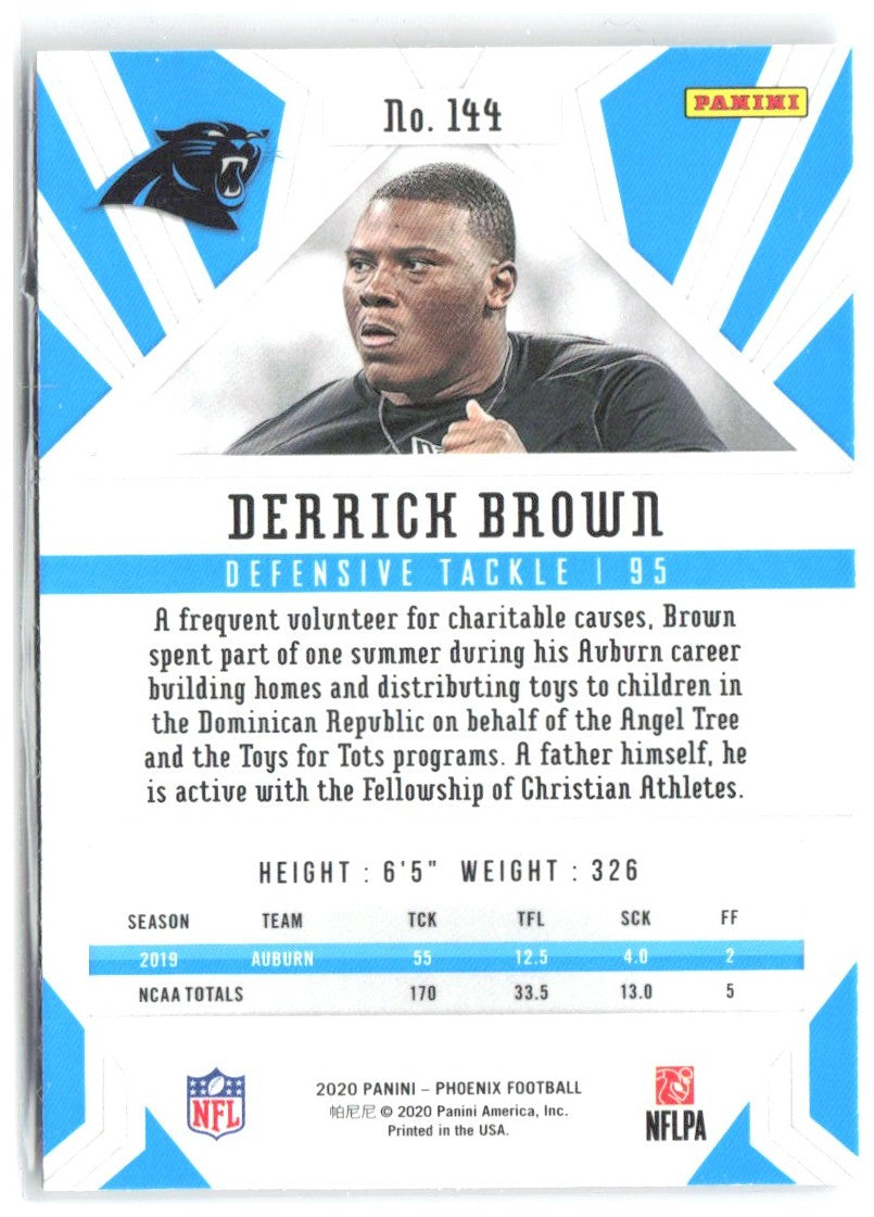 Derrick Brown Panini Phoenix - Fire Burst 144 2020 Carolina Panthers