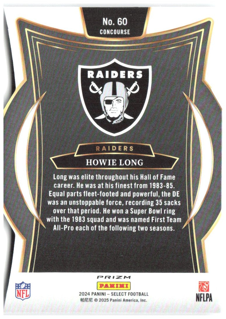 Howie Long Panini Select - Silver Prizm Die Cut 60 2024 Los Angeles Raiders