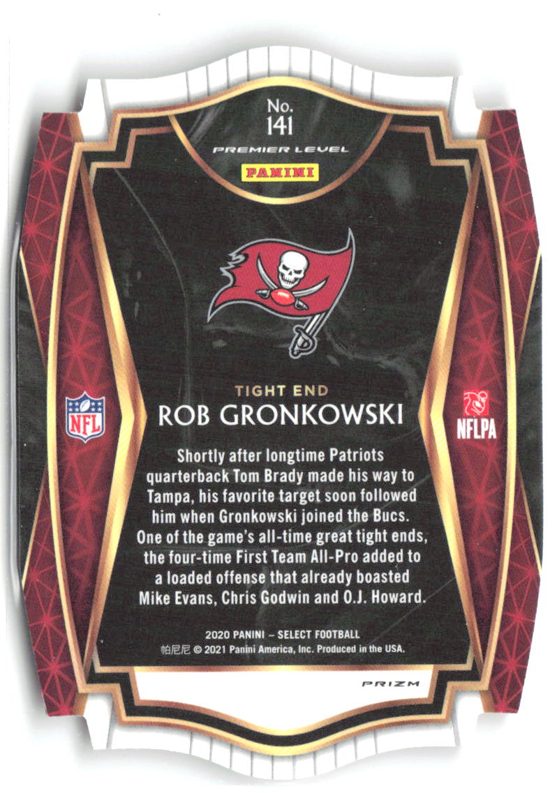 Rob Gronkowski Panini Select Orange Prizm Die Cut 141 2020 Tampa Bay Buccaneers