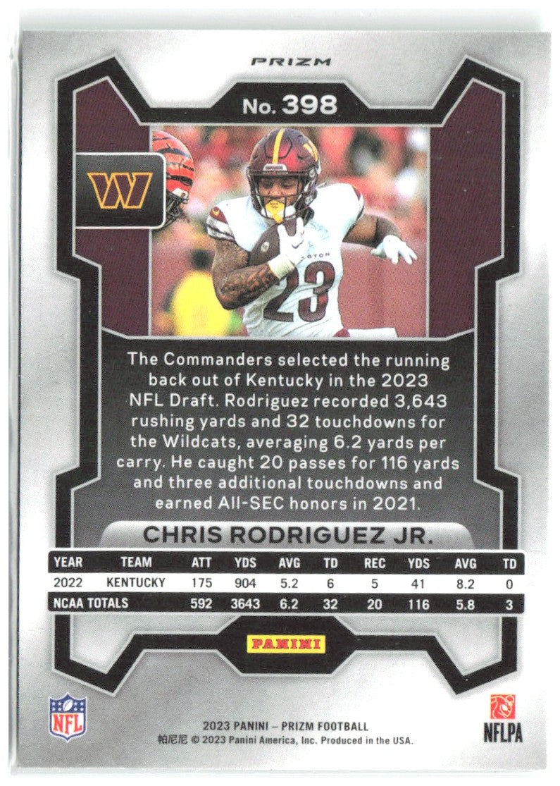 Chris Rodriguez Jr. Prizm - Neon Green Pulsar 398 2023 Washington Commanders