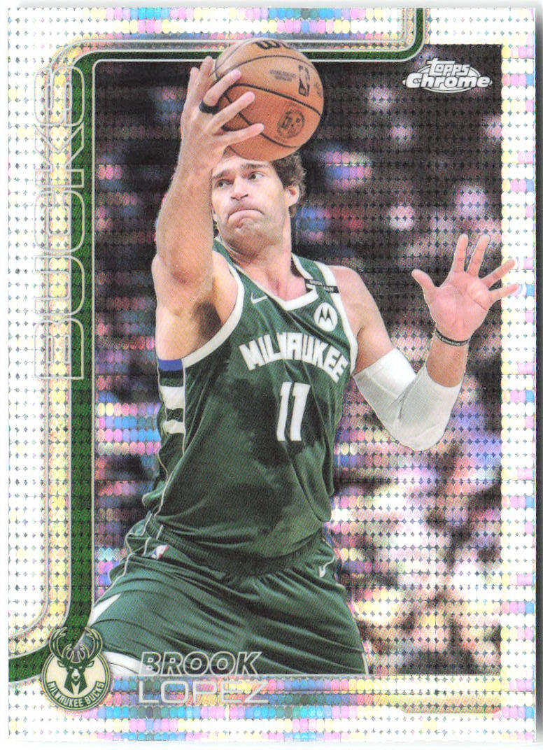 Brook Lopez Topps Chrome - Pulsar Refractor 159 2025-26 Milwaukee Bucks