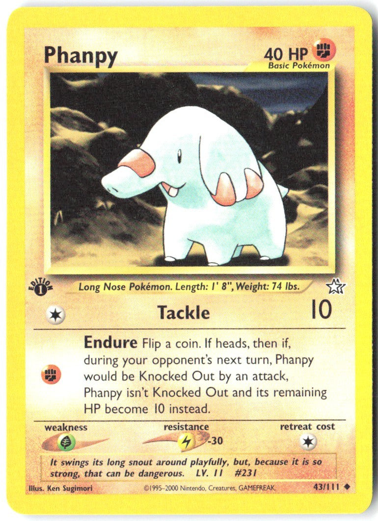 Phanpy 1st Edition Uncommon Neo Genesis 043/111 NM Ken Sugimori