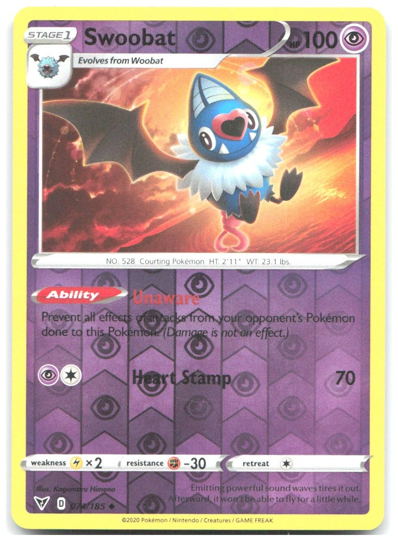 Swoobat Reverse Holo Uncommon SWSH04 Vivid Voltage 074/185 NM Kagemaru Himeno