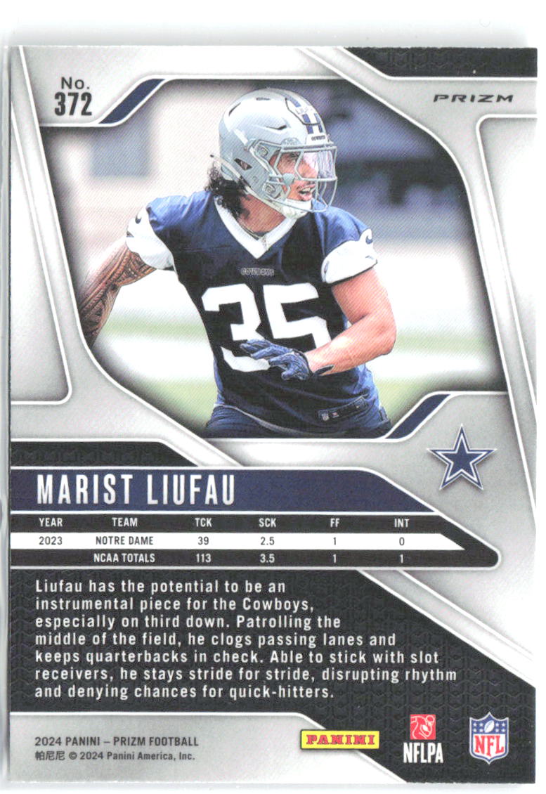Marist Liufau Panini Prizm - Silver 372 2024 Dallas Cowboys