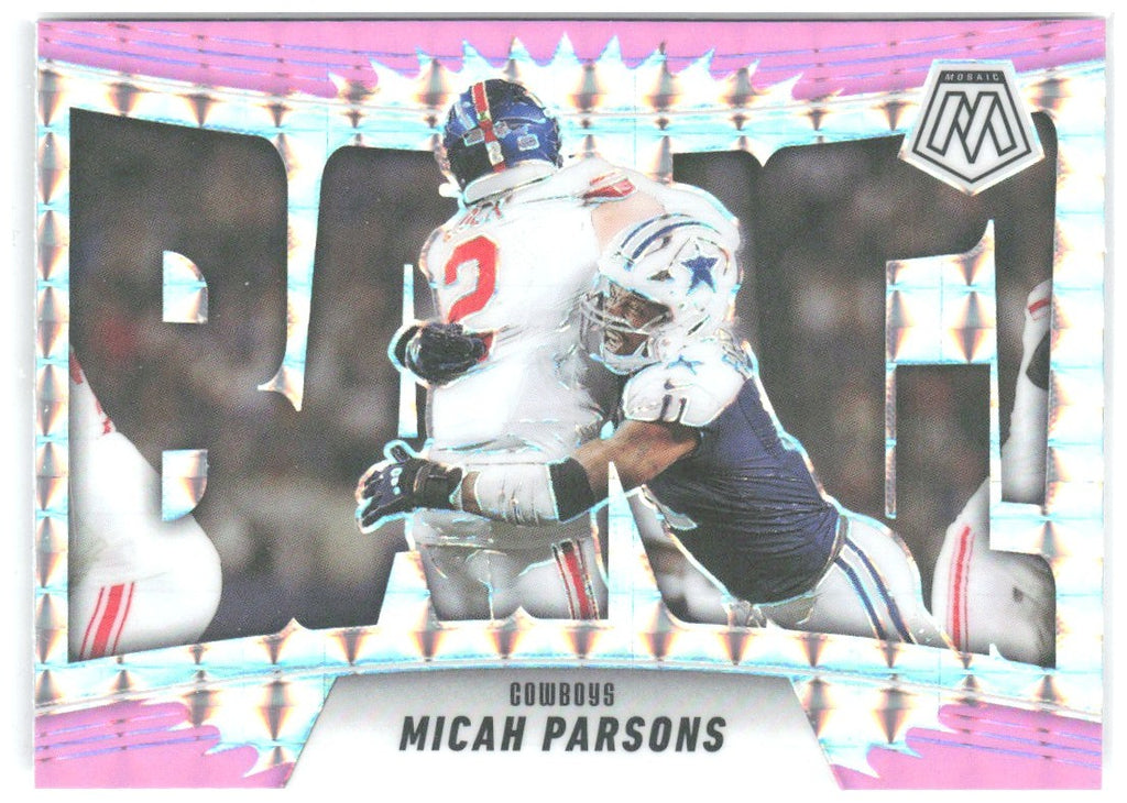 Micah Parsons Panini Mosaic Bang! Mosaic Pink Fluorescent 6 2025 Dallas Cowboys