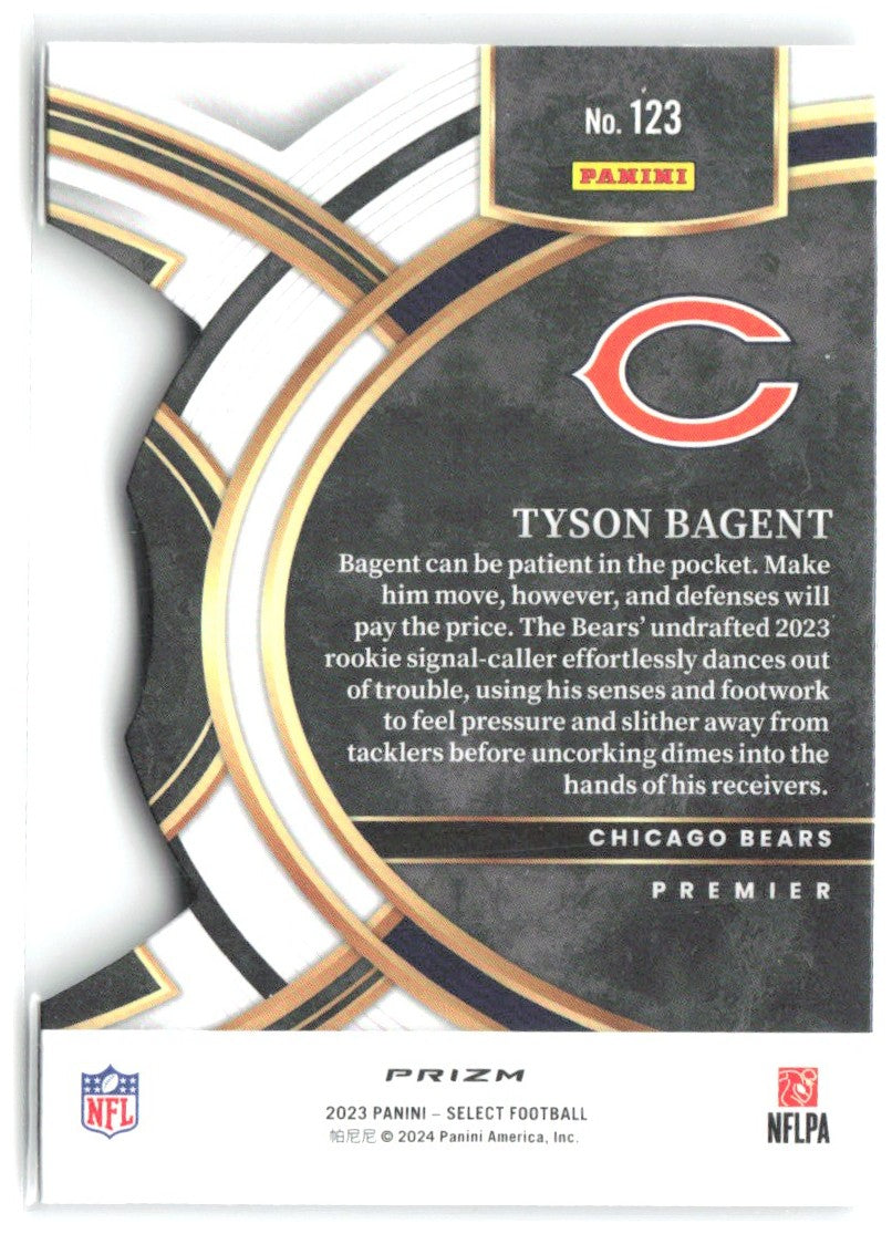 Tyson Bagent Panini Select - Silver Prizms Die Cuts 123 2023 Chicago Bears