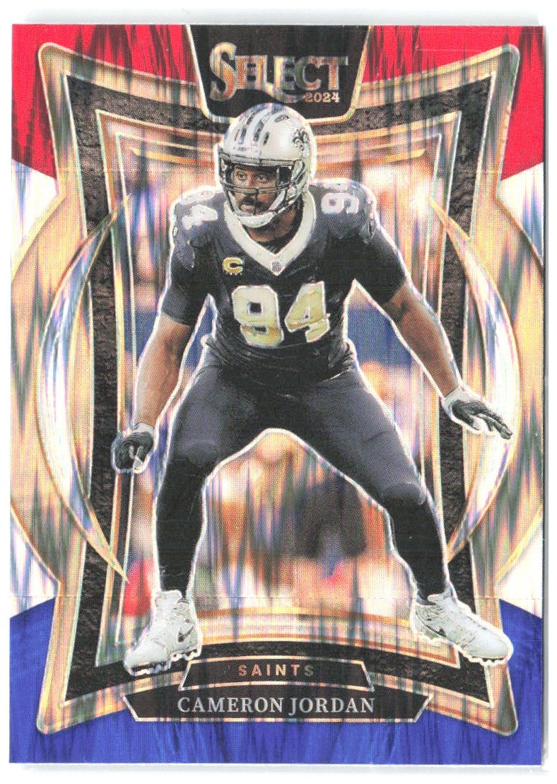 Cameron Jordan Panini Select - Red & Blue Prizm Shock 16 2024 New Orleans Saints
