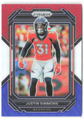 Justin Simmons Panini Prizm - Red White and Blue 91 2022 Denver Broncos
