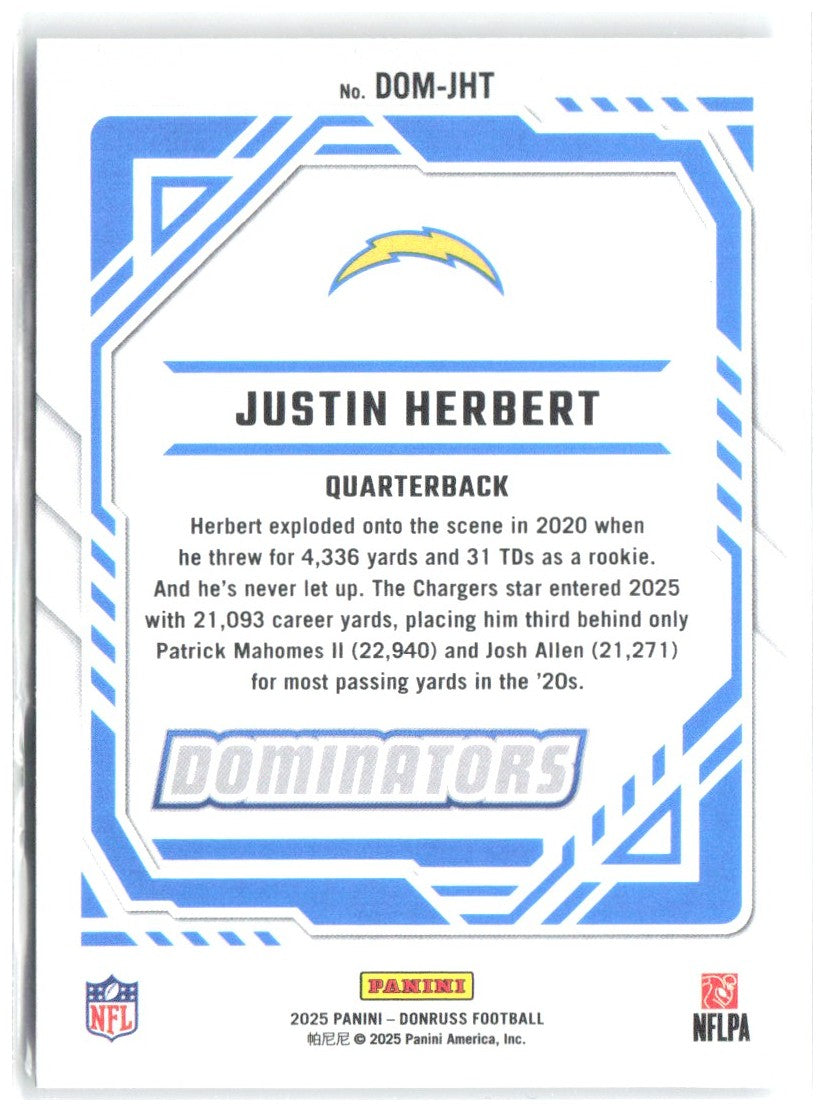 Justin Herbert Donruss - Dominators DOM-JHT 2025 Los Angeles Chargers