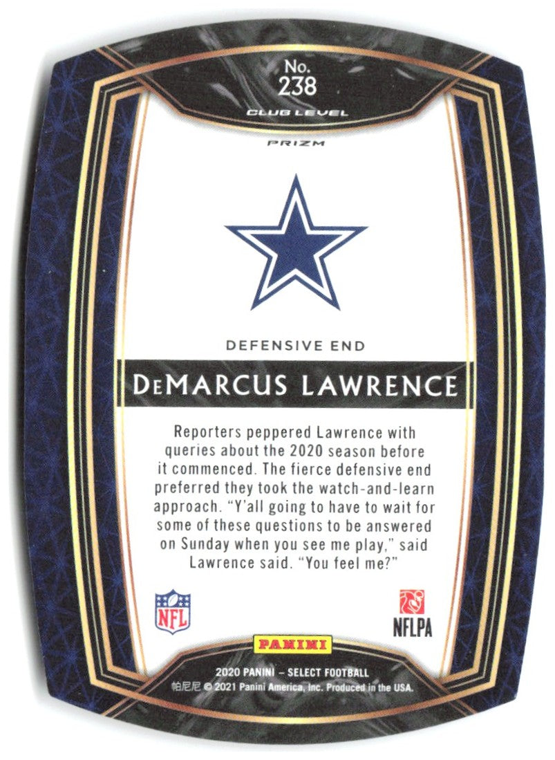 DeMarcus Lawrence Panini Select - Purple Prizm Die Cut 238 2020 Dallas Cowboys