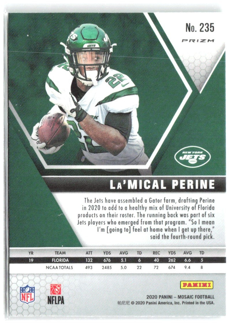 La'Mical Perine Panini Mosaic - Prizm Green 235 2020 New York Jets