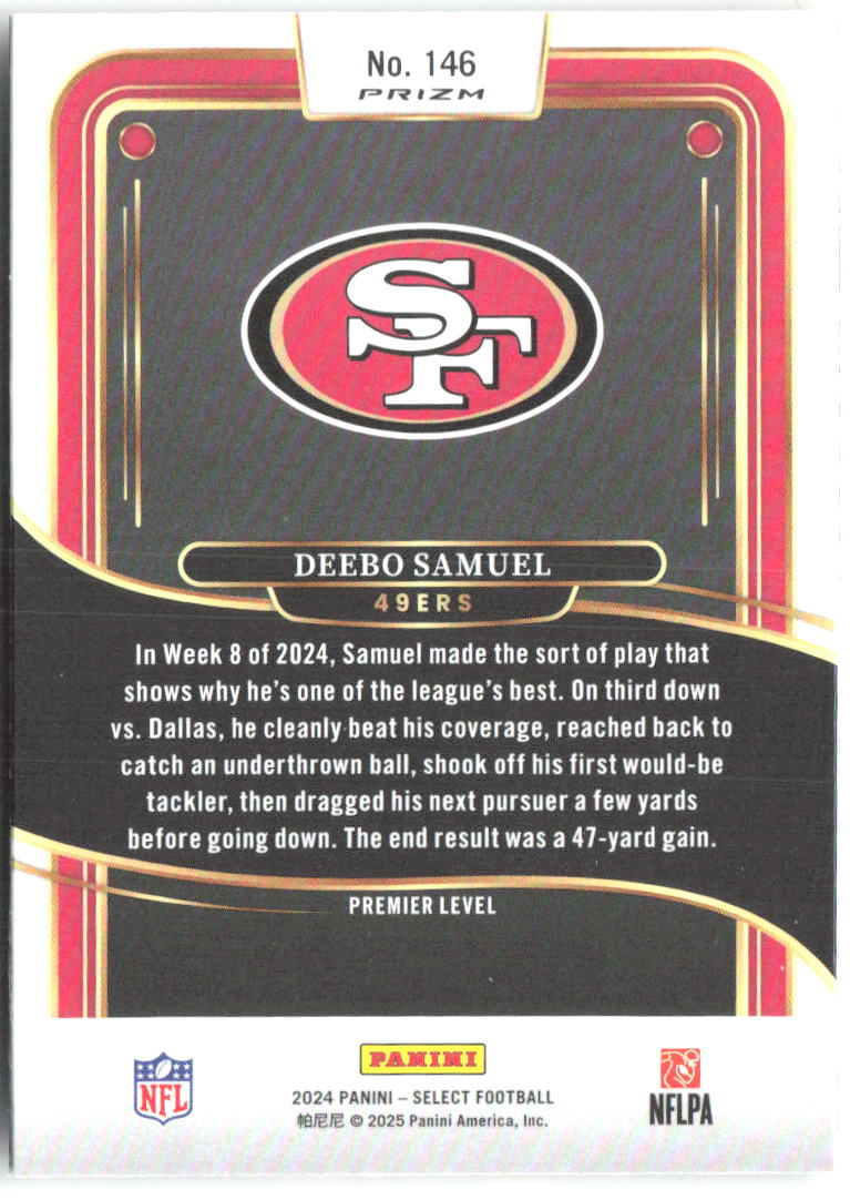 Deebo Samuel Select - Green & Yellow Prizm Shock 146 2024 San Francisco 49ers