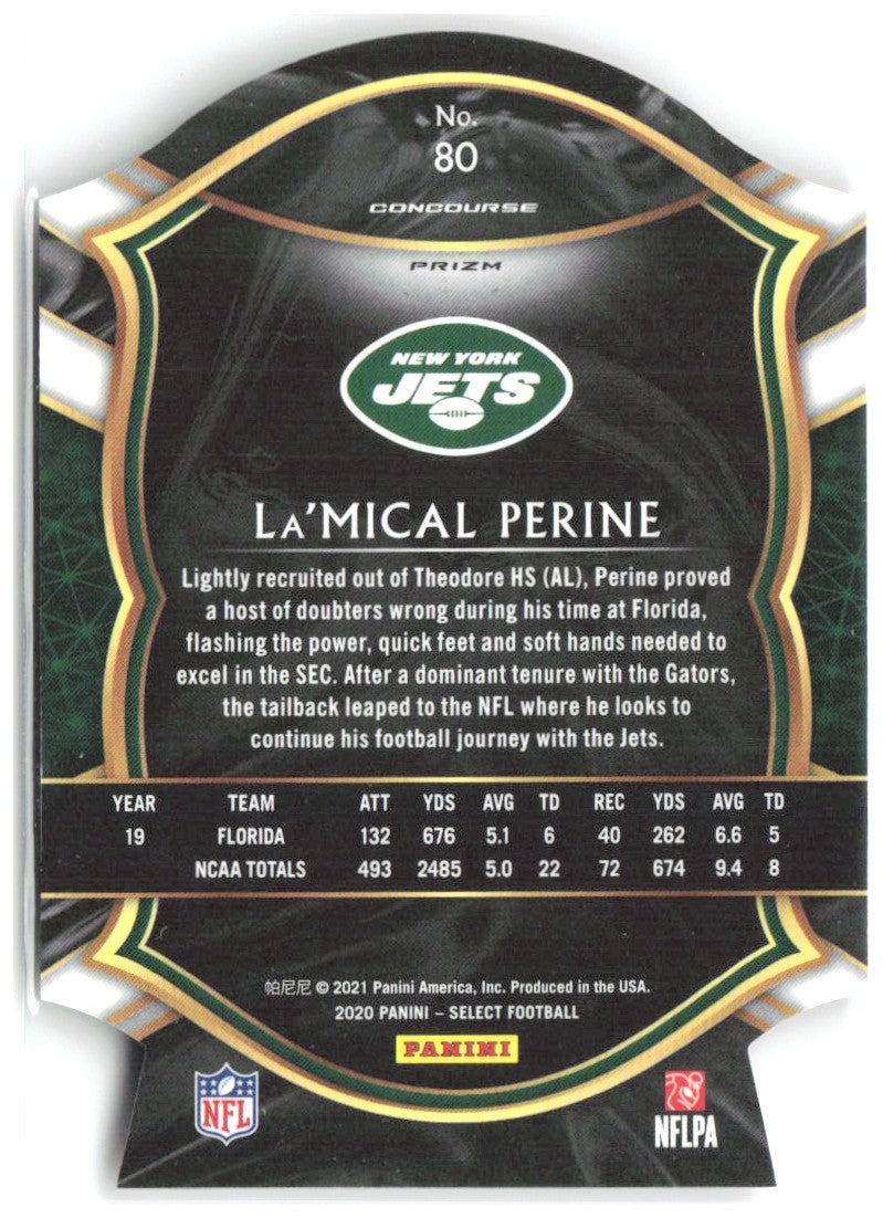 La'Mical Perine Panini Select - Red Prizm Die Cut 80 2020 New York Jets