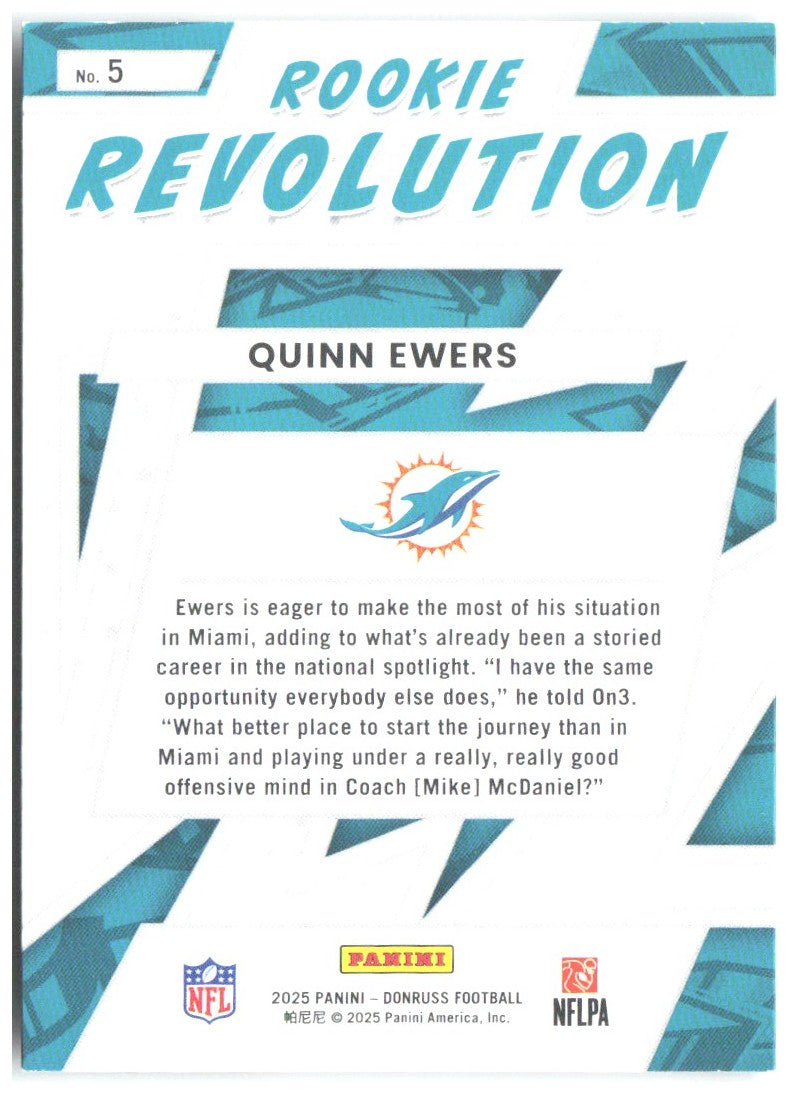 Quinn Ewers Donruss - Rookie Revolution 5 2025 Miami Dolphins