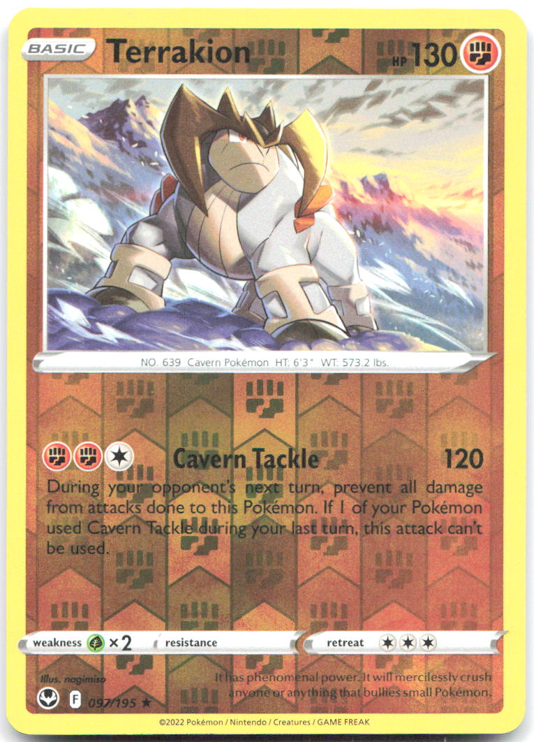 Terrakion Reverse Holo Holo Rare SWSH12 Silver Tempest 097/195 NM nagimiso