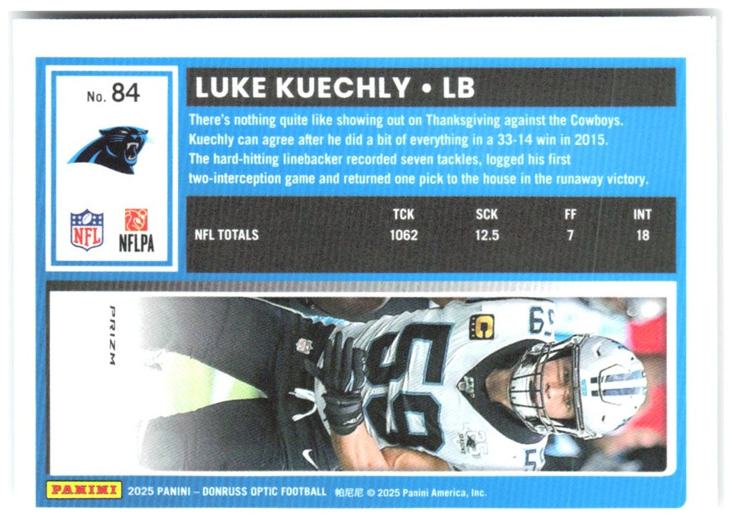 Luke Kuechly Donruss Optic - Holo 84 2025 Carolina Panthers