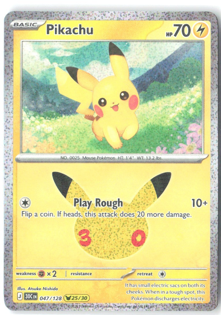 Pikachu Pikachu Rare ME 30th Celebration 047/128 NM Atsuko Nishida