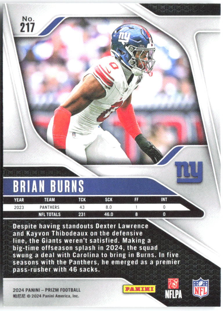 Brian Burns Panini Prizm 217 2024 New York Giants