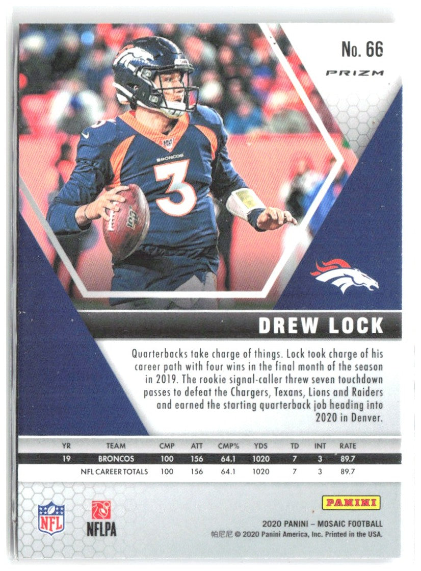 Drew Lock Panini Mosaic - Prizm Reactive Blue 66 2020 Denver Broncos