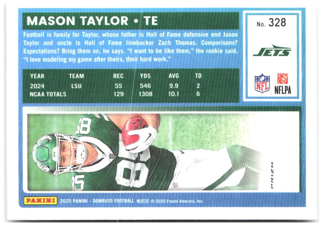 Mason Taylor Donruss - Optic Rated Rookies Preview Pink 328 2025 New York Jets