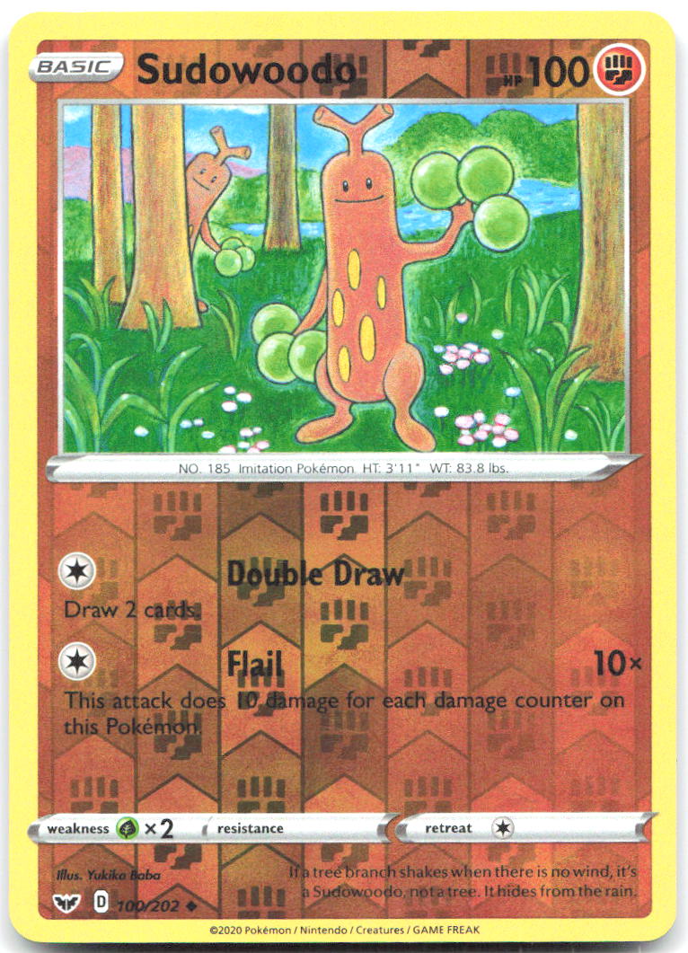 Sudowoodo Reverse Holo Uncommon SWSH01 Sword & Shield Base Set 100/202 NM Jerky