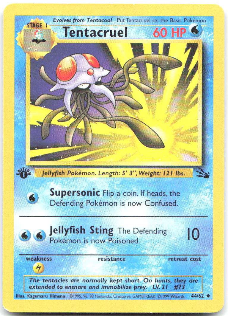 Tentacruel 1st Edition Uncommon Fossil 44/62 LP Kagemaru Himeno