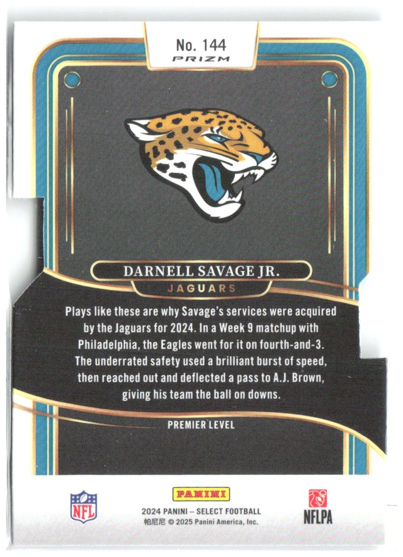 Darnell Savage Jr. Select - Silver Prizm Die Cut 144 2024 Jacksonville Jaguars