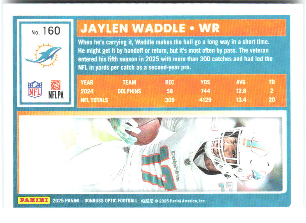 Jaylen Waddle Donruss Optic 160 2025 Miami Dolphins
