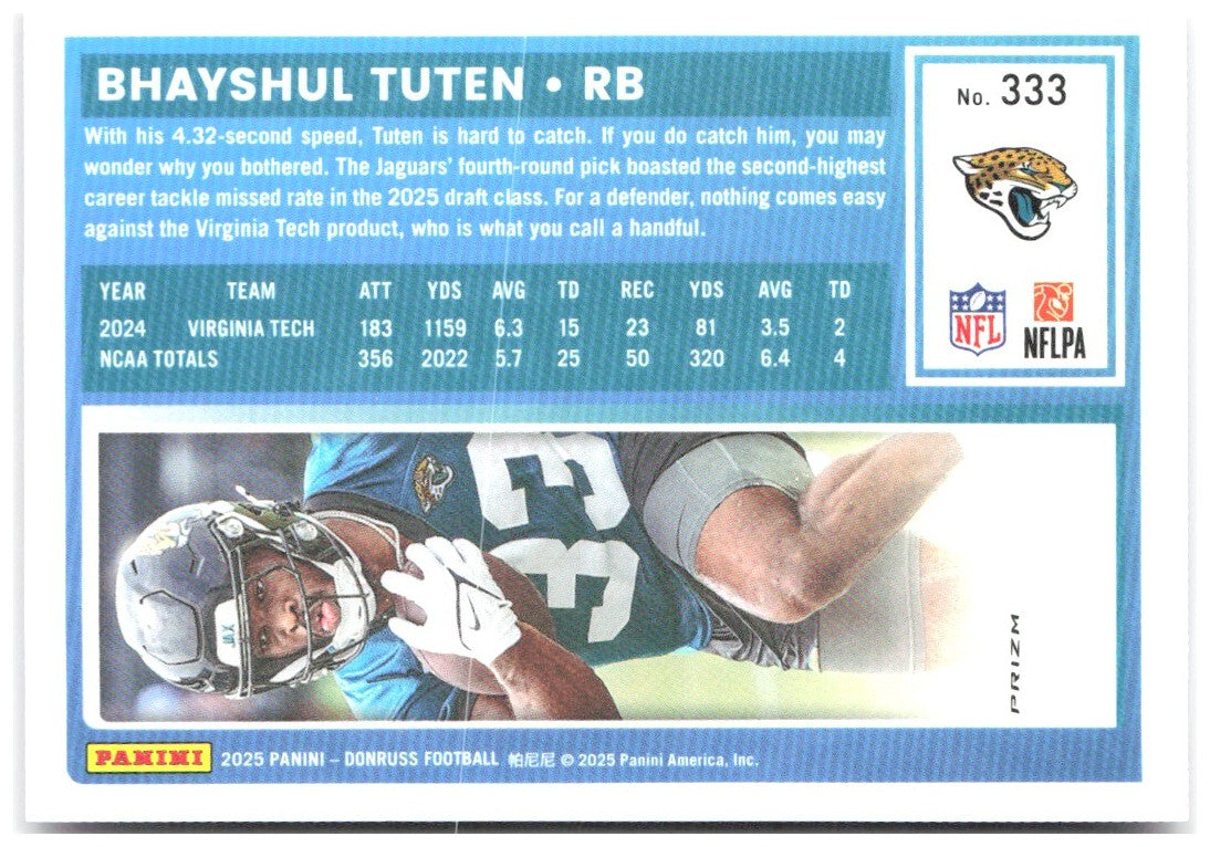 Bhayshul Tuten Donruss - Optic Rated Rookies Pink 333 2025 Jacksonville Jaguars