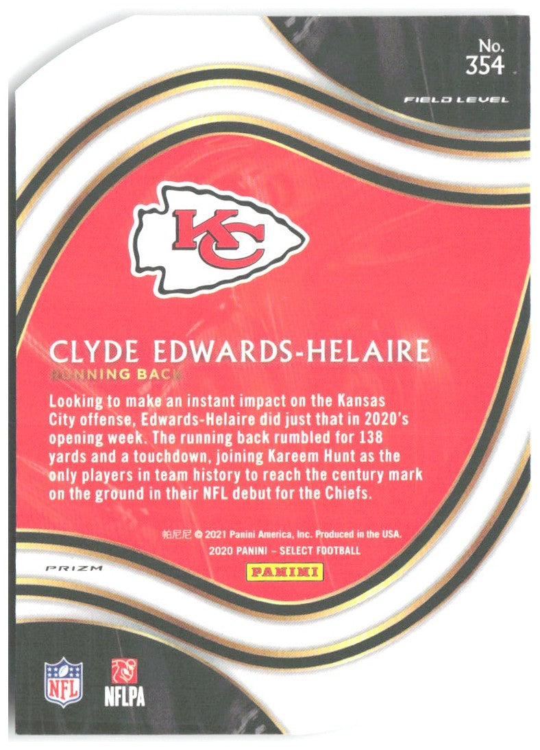 Clyde Edwards-Helaire Select - Purple Prizm Die Cut 354 2020 Kansas City Chiefs