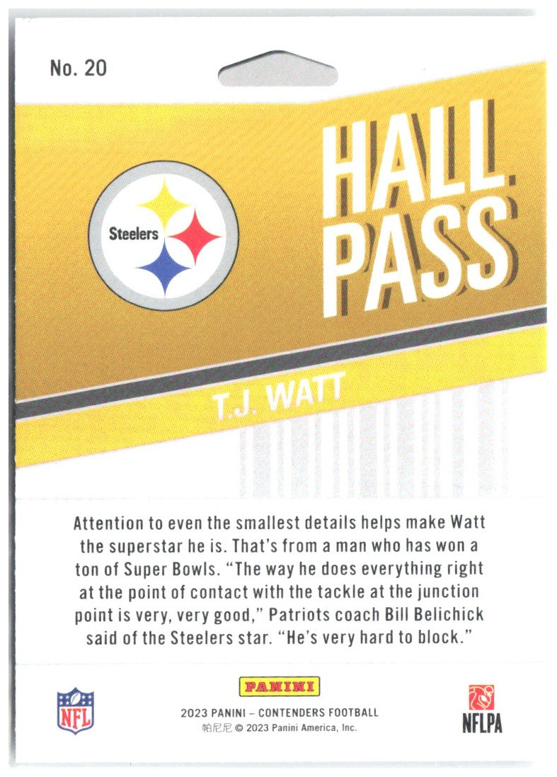 T.J. Watt Panini Contenders - Hall Pass 20 2023 Pittsburgh Steelers