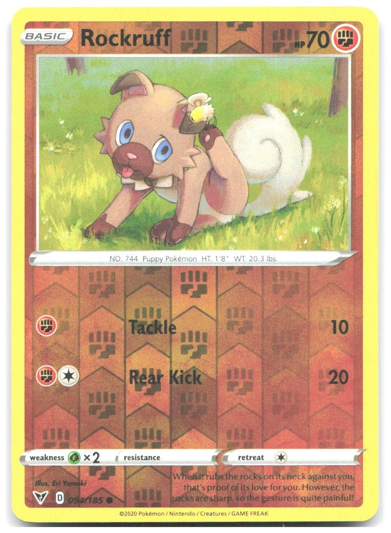 Rockruff Reverse Holo Common SWSH04 Vivid Voltage 094/185 NM Eri Yamaki