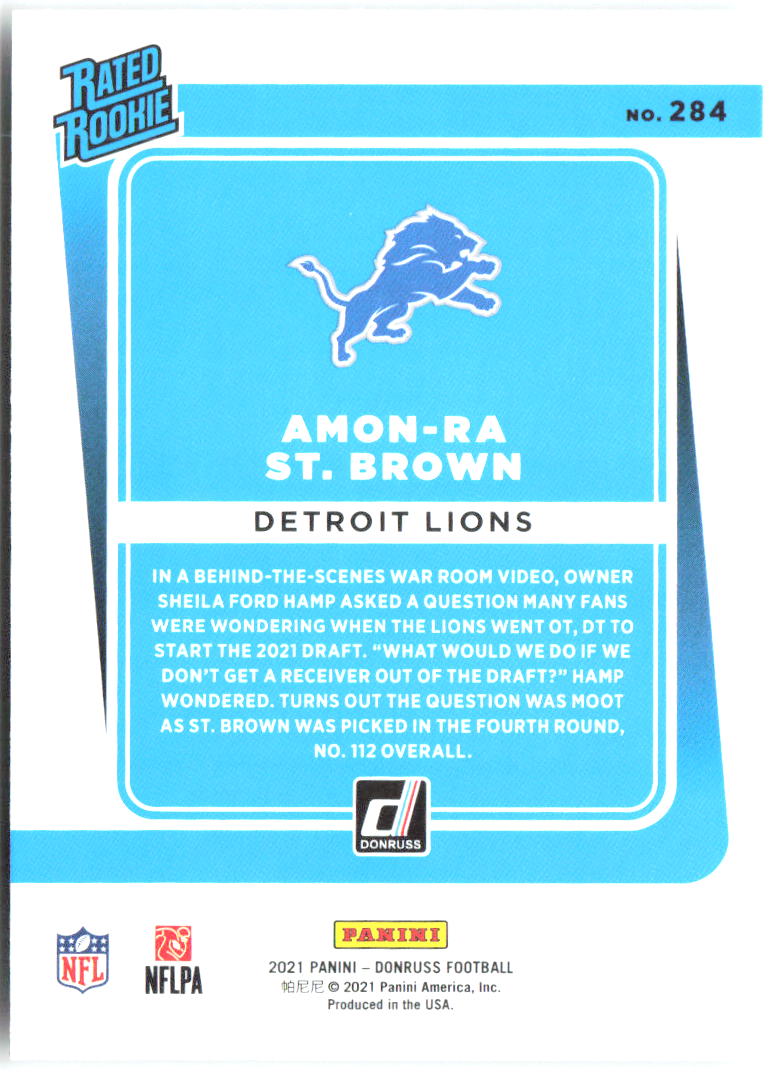 Amon-Ra St. Brown Donruss 284 2021 Detroit Lions RC