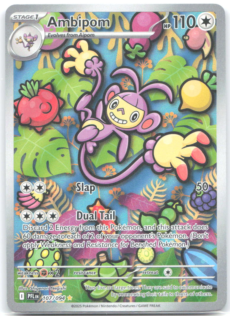 Ambipom Illustration Rare ME02: Phantasmal Flames 107/094 NM Shigenori Negishi