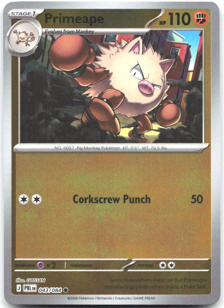 Primeape Reverse Holo Common ME05 Pitch Black 043/084 NM GOSSAN