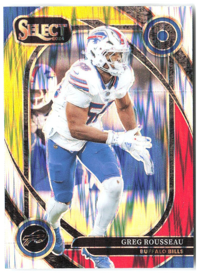 Greg Rousseau Panini Select - Red & Yellow Prizm Shock 272 2024 Buffalo Bills