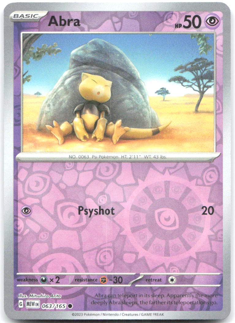 Abra Reverse Holo Common SV Scarlet & Violet 151 063/165 NM Mitsuhiro Arita