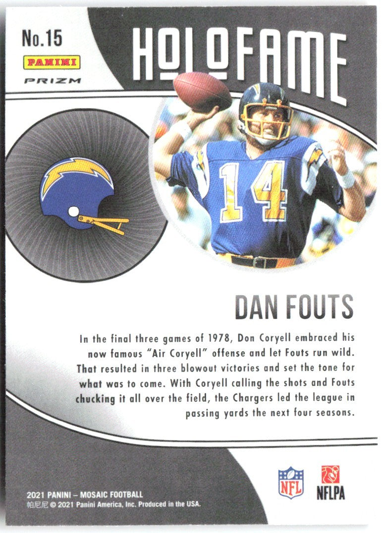 Dan Fouts Panini Mosaic - HoloFame Mosaic Green 15 2021 San Diego Chargers