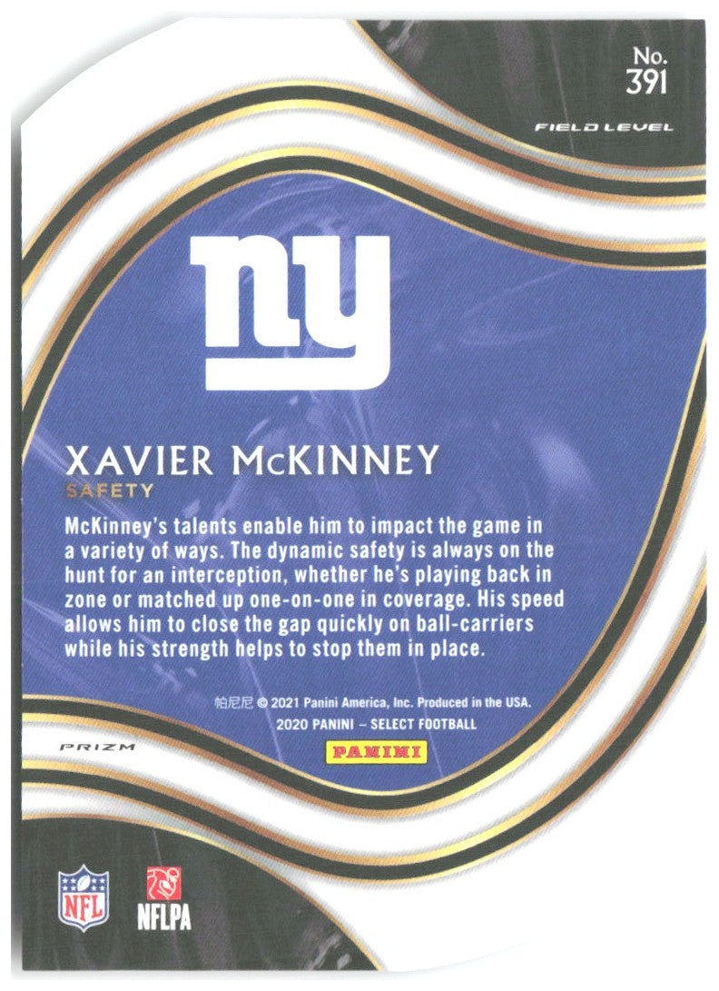 Xavier McKinney Panini Select - Purple Prizm Die Cut 391 2020 New York Giants