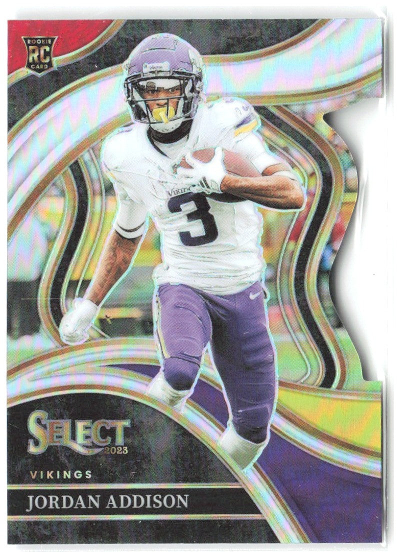 Jordan Addison Select Red and Yellow Prizms Die Cuts 254 2023 Minnesota Vikings