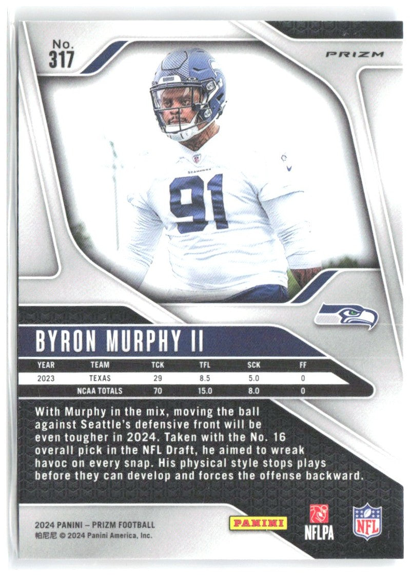 Byron Murphy II Panini Prizm - Red White and Blue 317 2024 Seattle Seahawks
