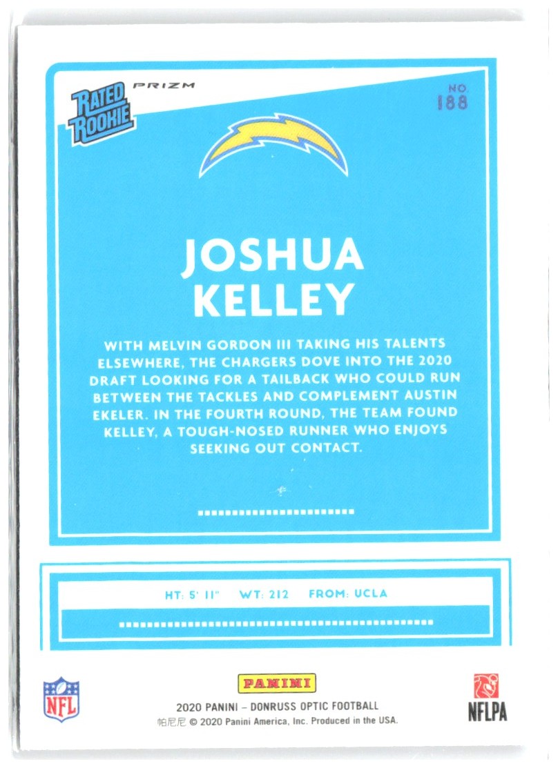Joshua Kelley Donruss Optic - Purple Shock 188 2020 Los Angeles Chargers